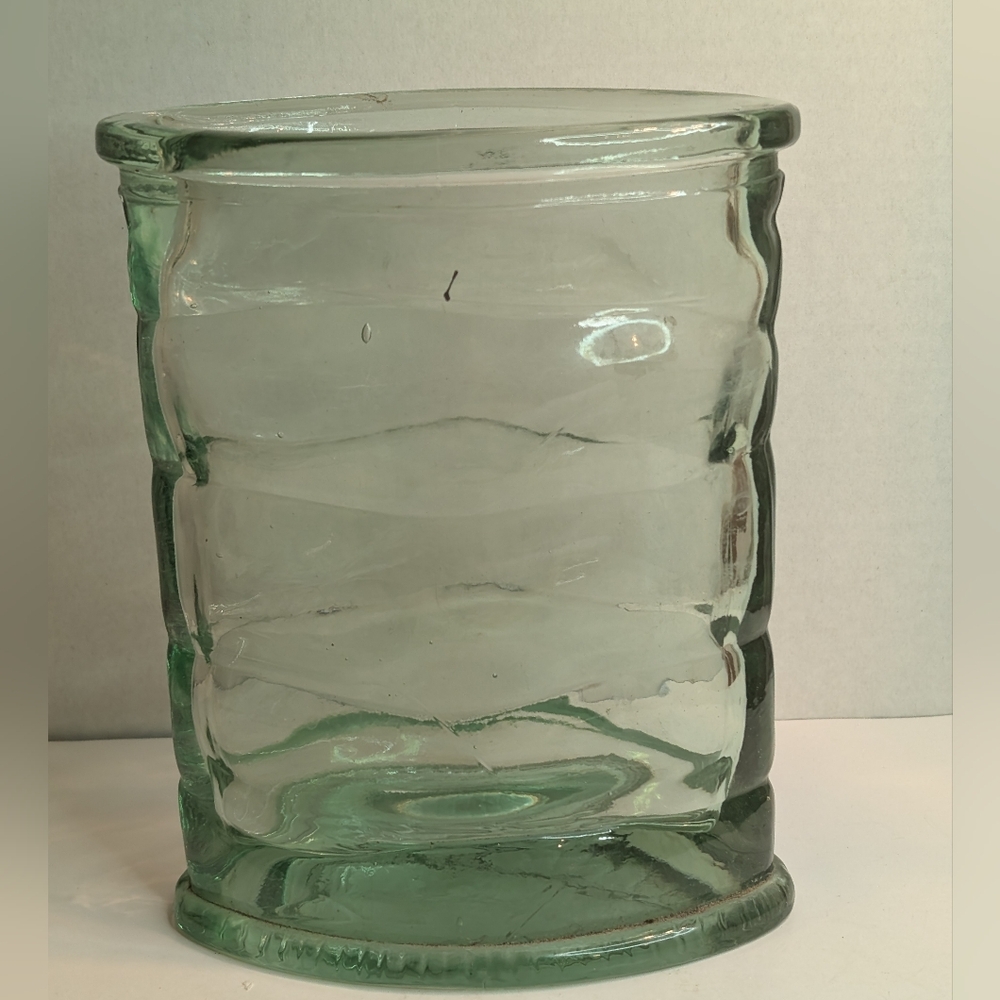 Recycled  Heavy Glass Flower Vase SPAIN Teal Blue Green.